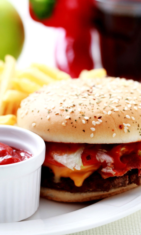 Das Burgers with Barbecue sauce Wallpaper 480x800
