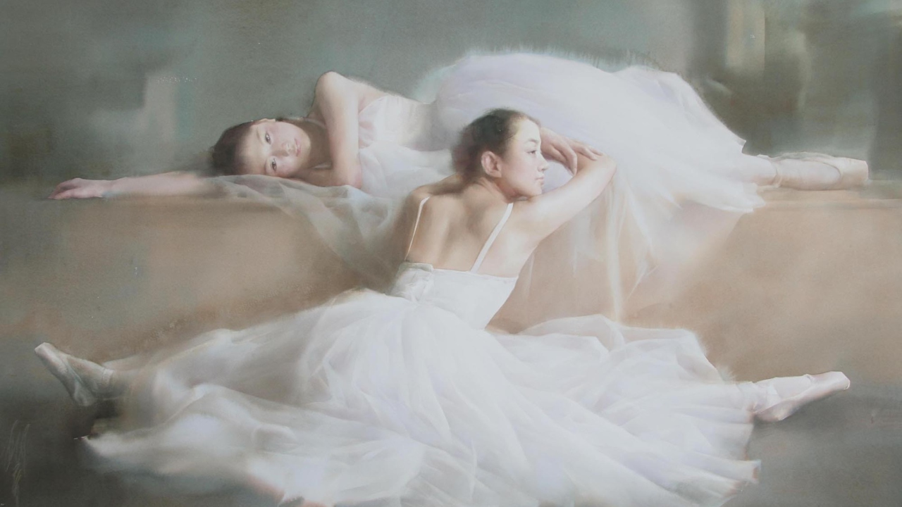 Fondo de pantalla Asian Ballet Watercolor Painting 1280x720