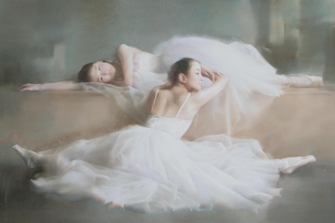 Обои Asian Ballet Watercolor Painting 480x320