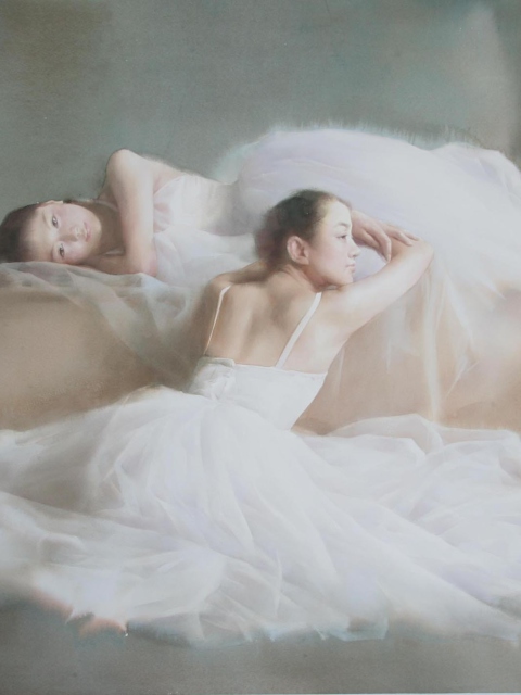 Das Asian Ballet Watercolor Painting Wallpaper 480x640