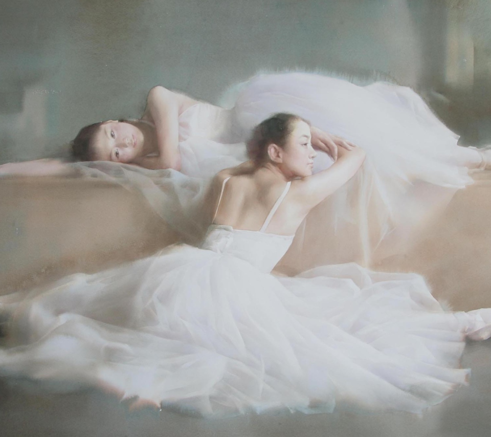 Fondo de pantalla Asian Ballet Watercolor Painting 960x854