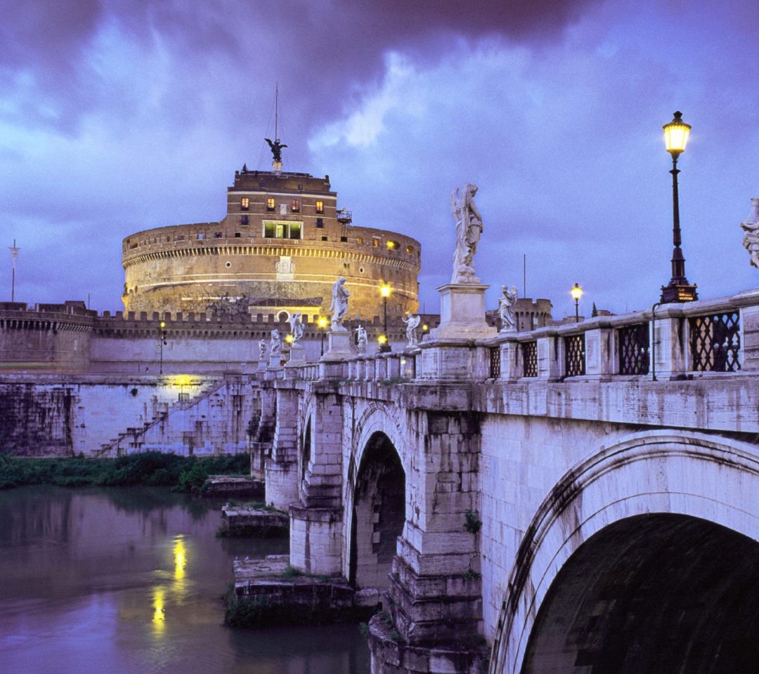 Fondo de pantalla Castle Sant Angelo Bridge Rome Italy 1080x960