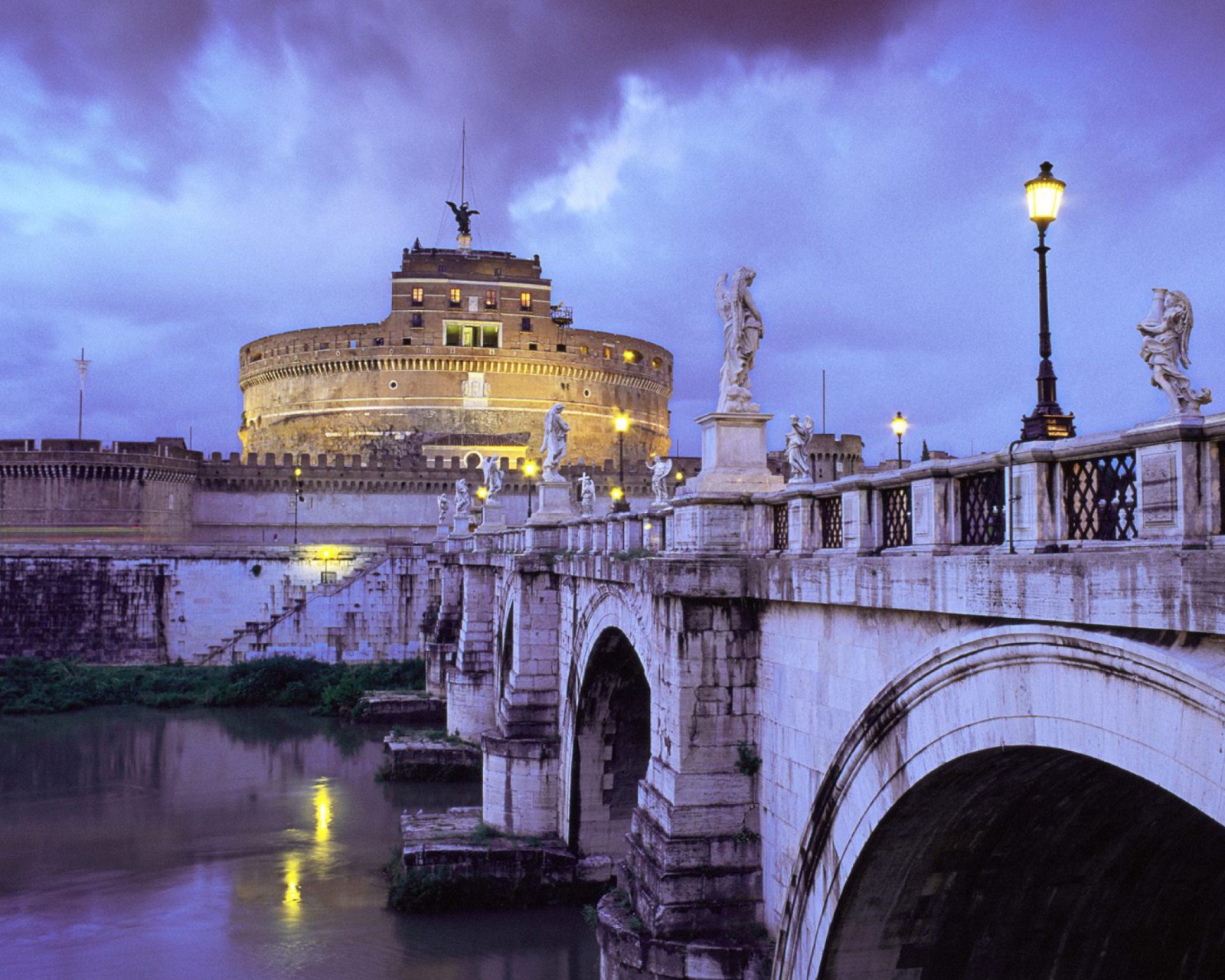 Sfondi Castle Sant Angelo Bridge Rome Italy 1600x1280
