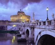 Das Castle Sant Angelo Bridge Rome Italy Wallpaper 176x144