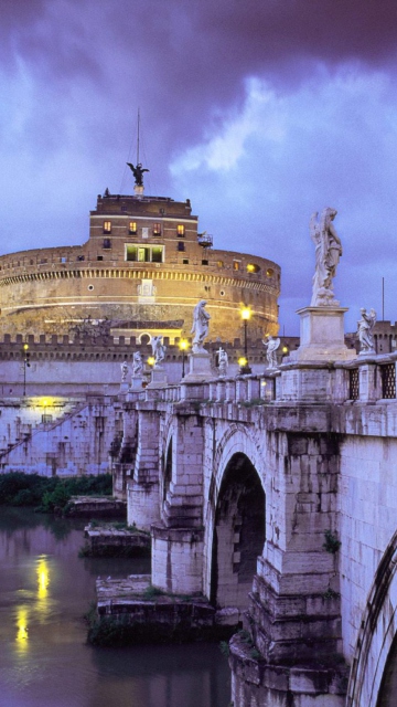 Das Castle Sant Angelo Bridge Rome Italy Wallpaper 360x640