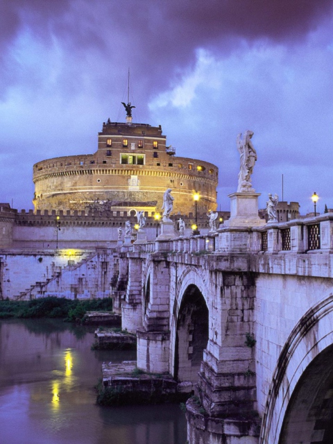 Обои Castle Sant Angelo Bridge Rome Italy 480x640