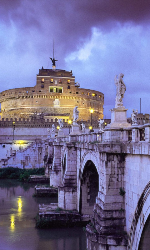 Das Castle Sant Angelo Bridge Rome Italy Wallpaper 480x800
