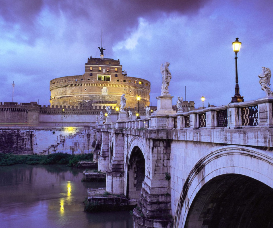 Das Castle Sant Angelo Bridge Rome Italy Wallpaper 960x800