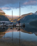 Fondo de pantalla Beautiful Landscape With White Yachts 128x160