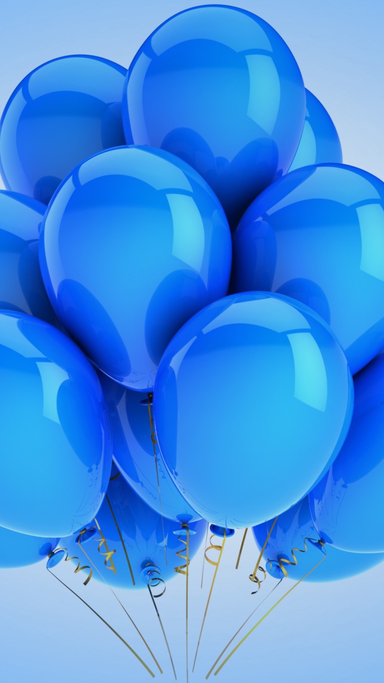 Das Blue Balloons Wallpaper 750x1334