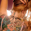 Inked Girl with Tattoos wallpaper 128x128