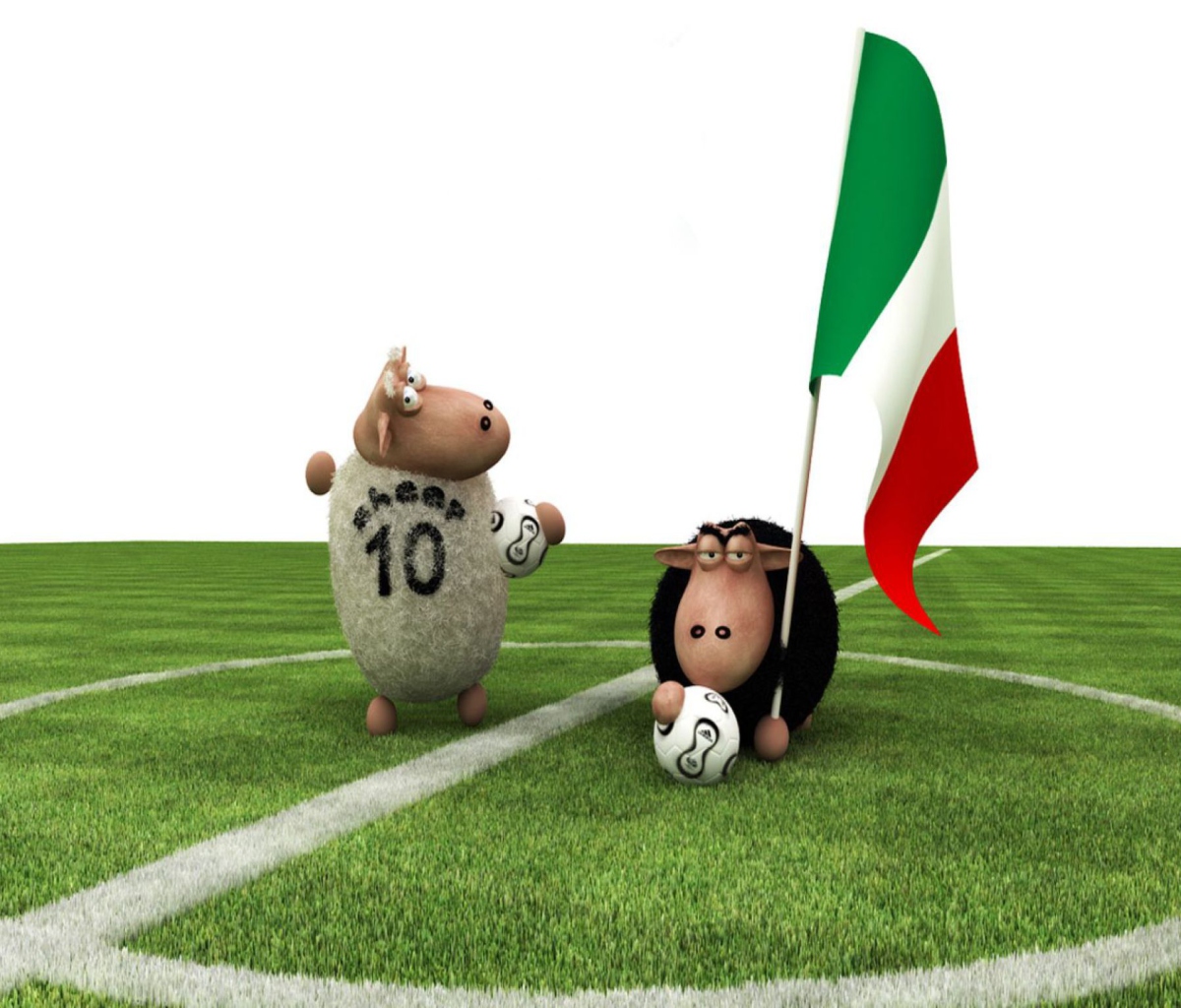 Обои Sheep Playing Football 1200x1024