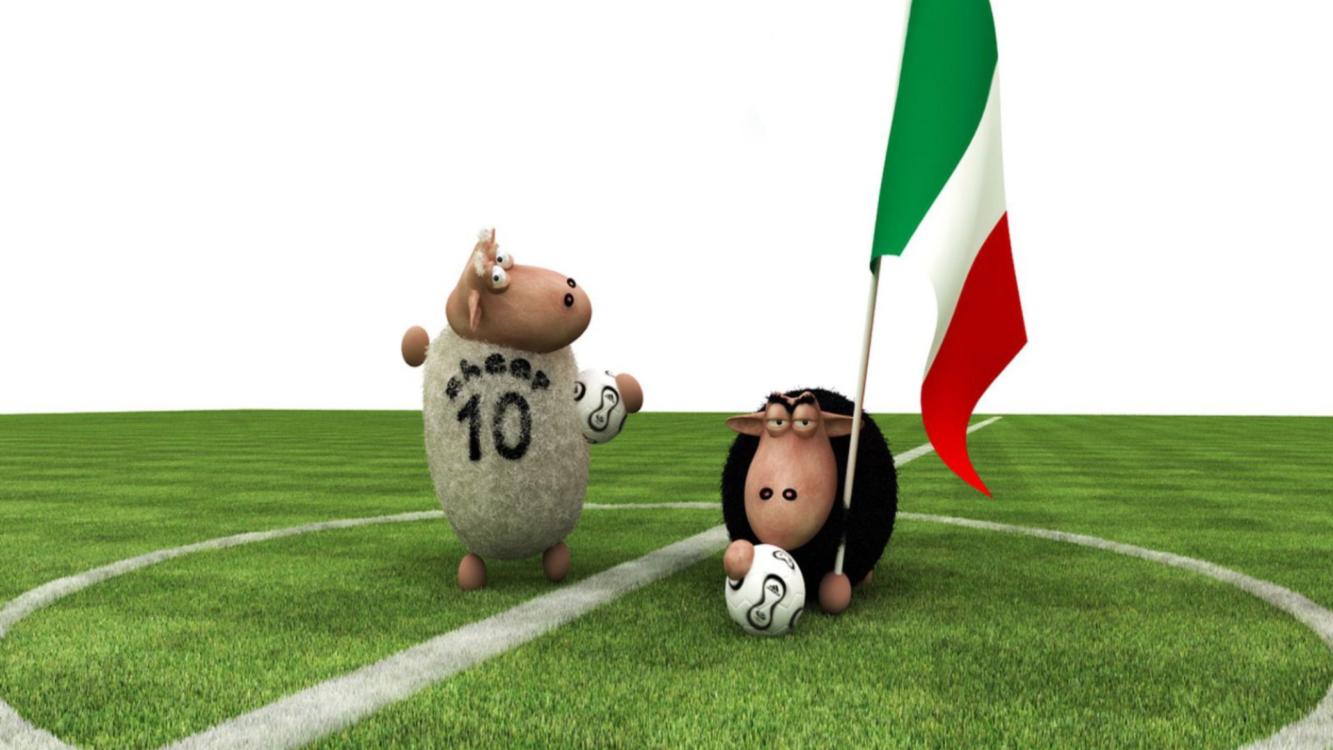 Обои Sheep Playing Football 1920x1080