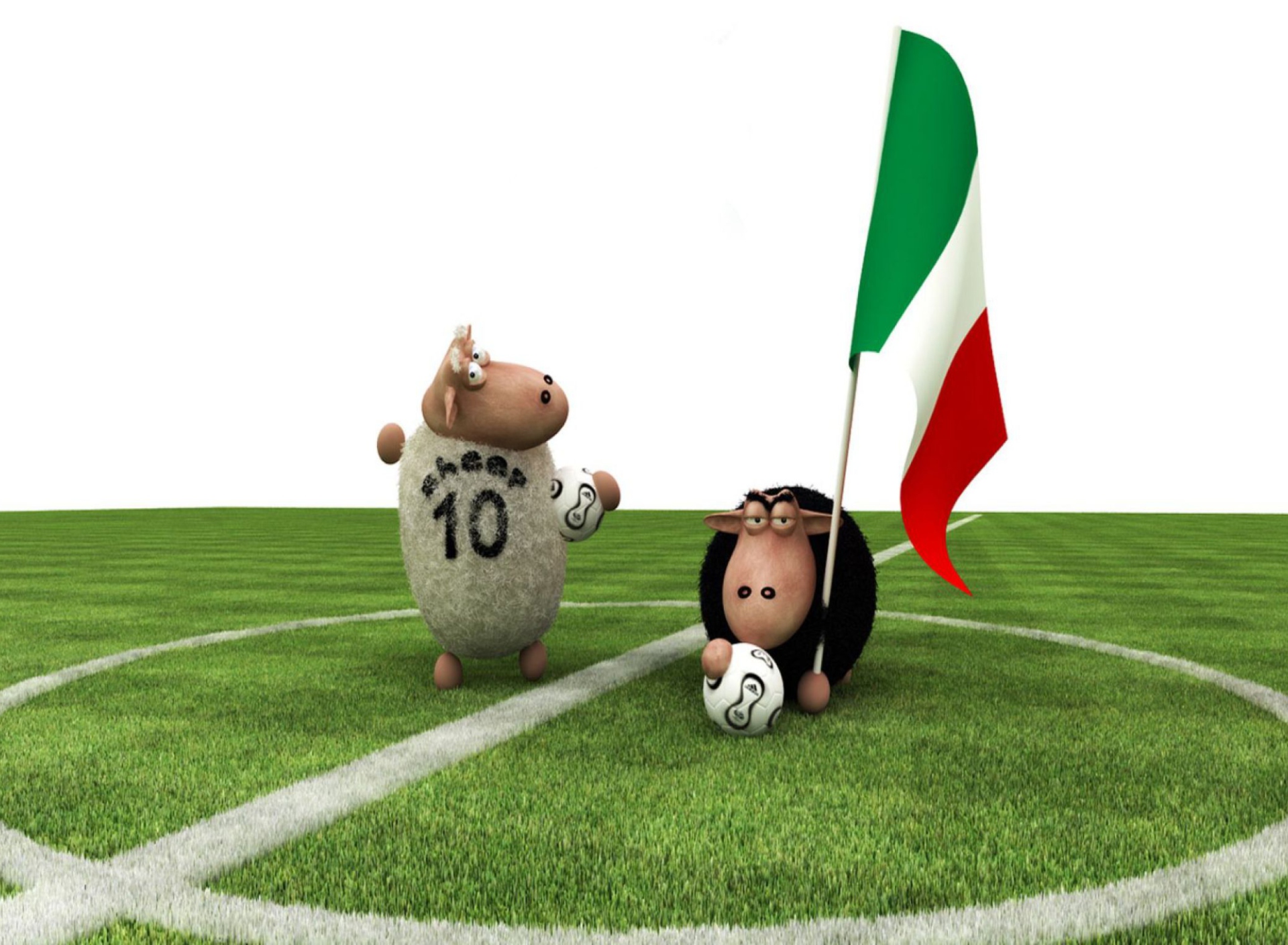 Обои Sheep Playing Football 1920x1408
