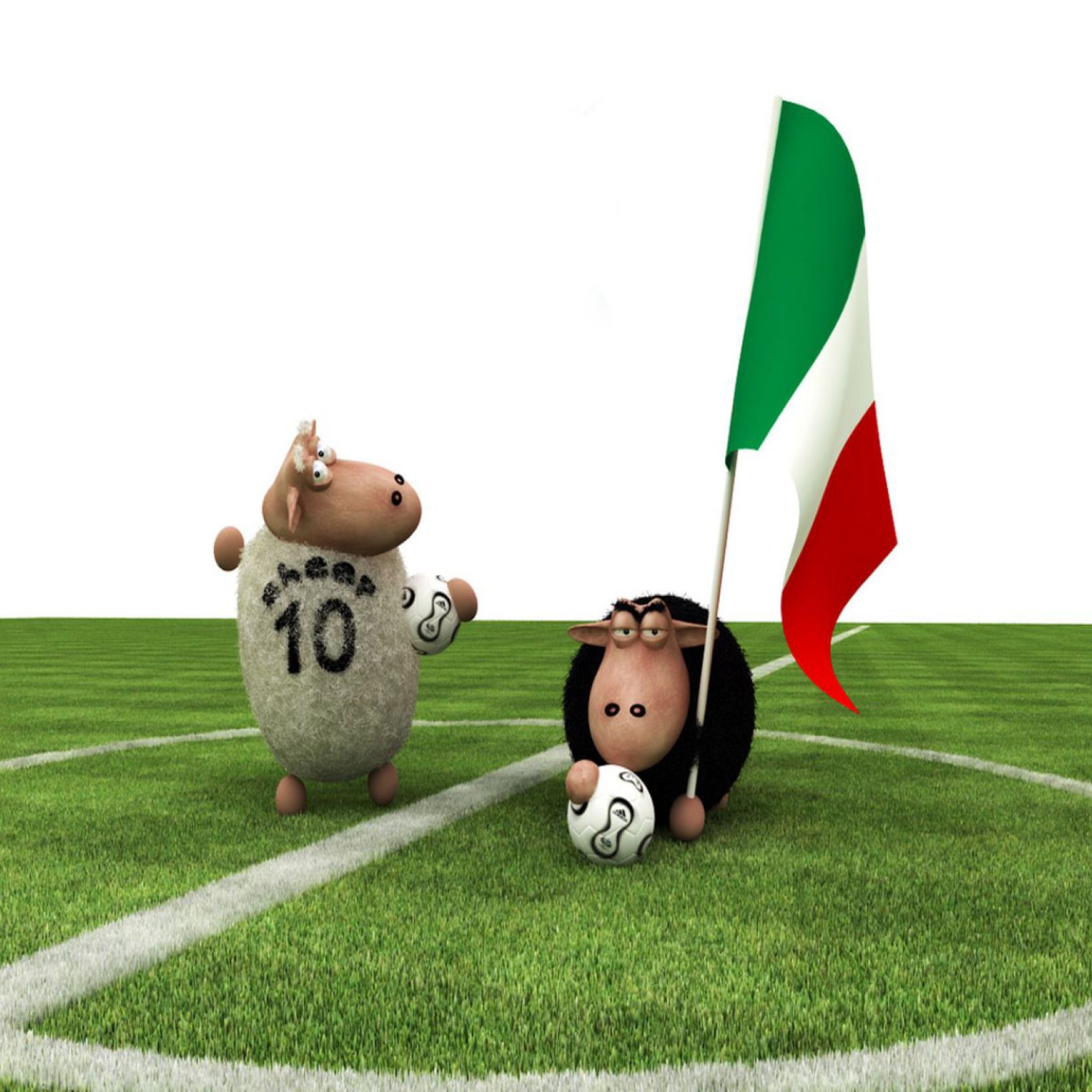 Sfondi Sheep Playing Football 2048x2048