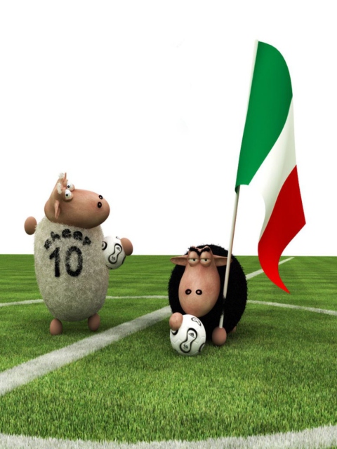 Обои Sheep Playing Football 480x640