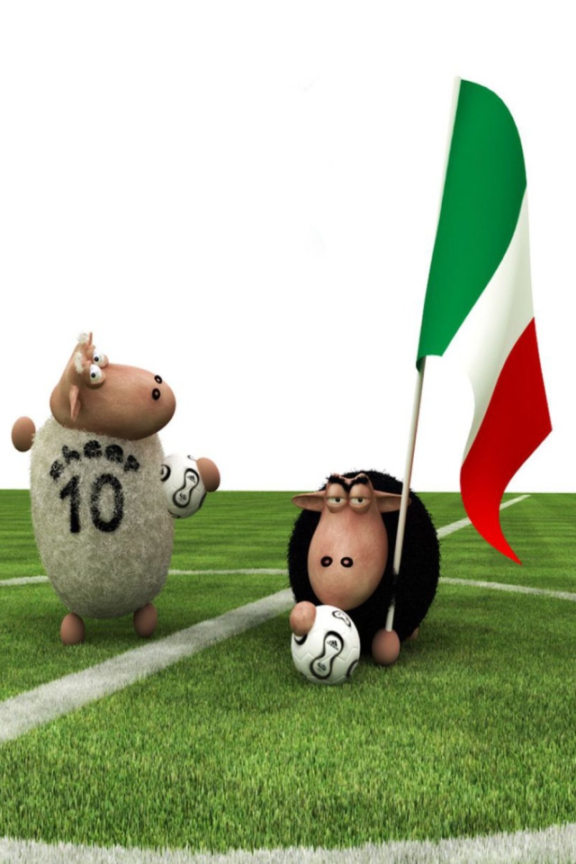Обои Sheep Playing Football 640x960
