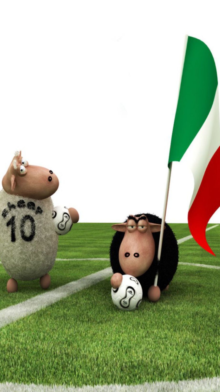 Обои Sheep Playing Football 750x1334