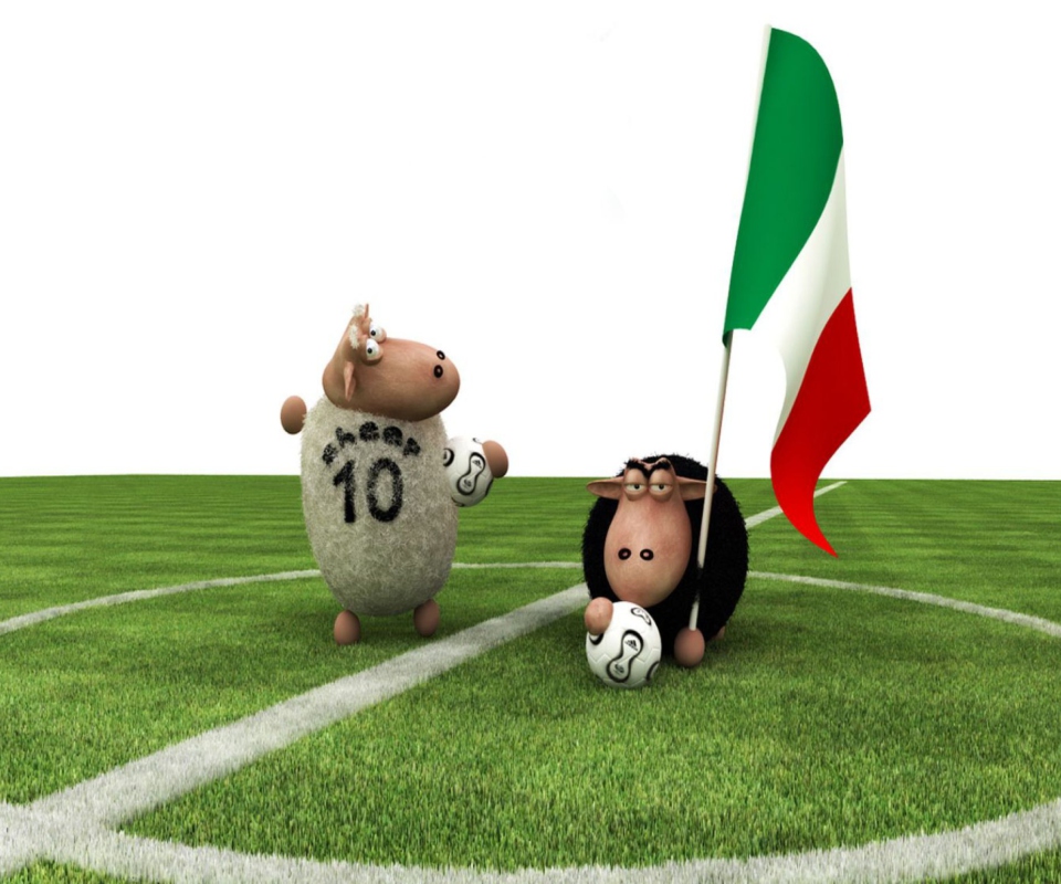 Sheep Playing Football wallpaper 960x800