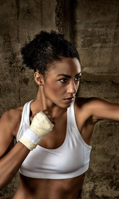 Sporty Girl Boxing wallpaper 480x800