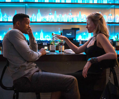 Sfondi Will Smith and Margot Robbie in Focus Movie 480x400