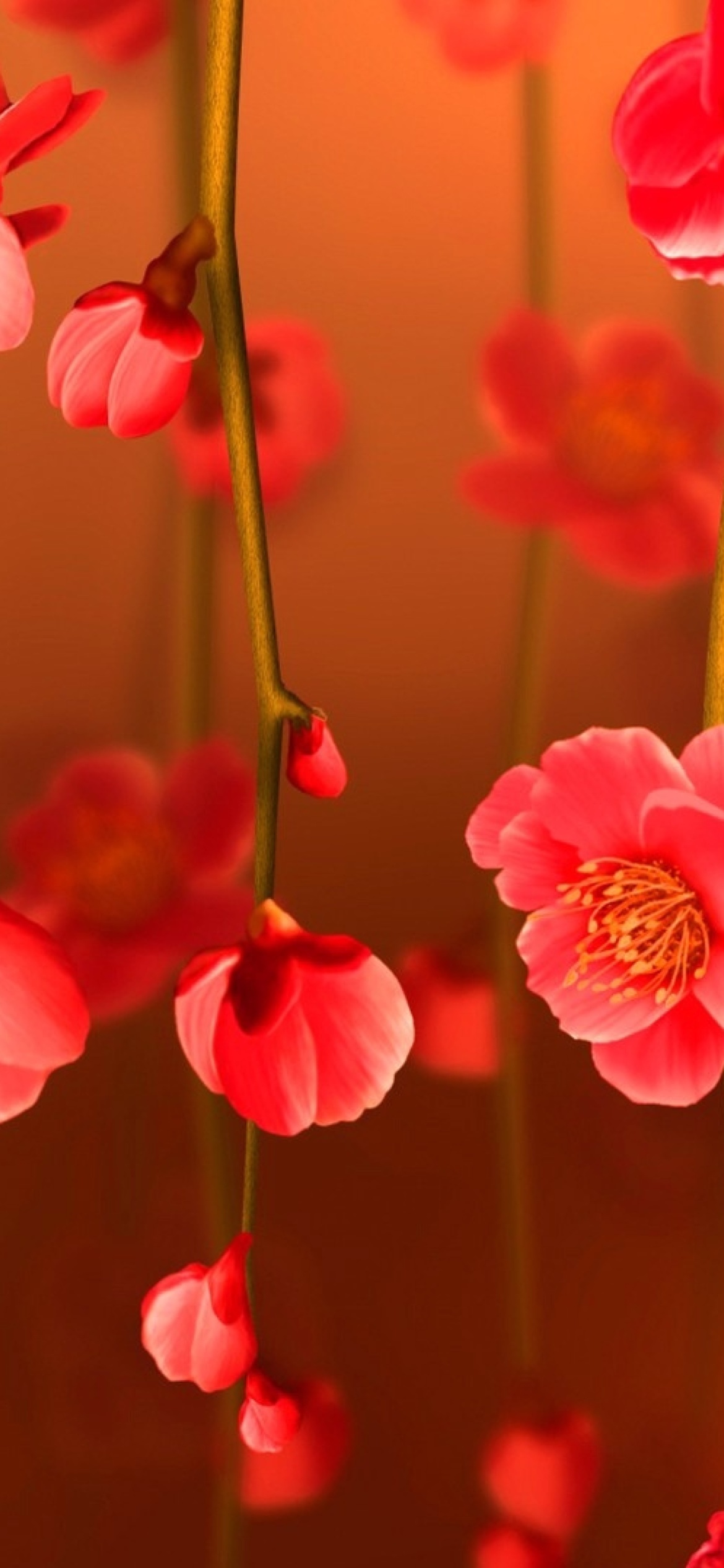Bright Red Floral HD wallpaper 1170x2532