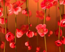 Fondo de pantalla Bright Red Floral HD 220x176