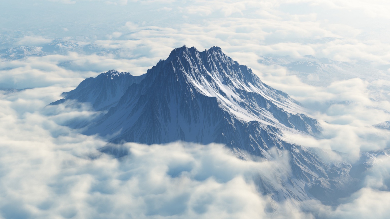 Mountain In Clouds wallpaper 1366x768