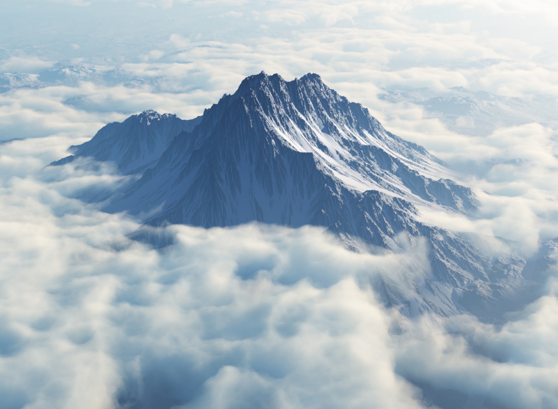 Обои Mountain In Clouds 1920x1408