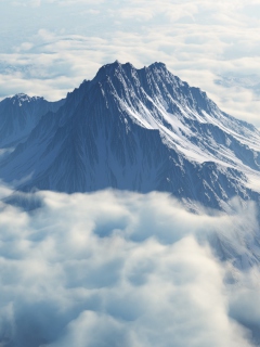 Das Mountain In Clouds Wallpaper 240x320