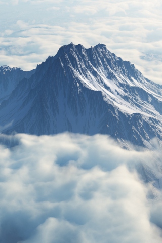 Das Mountain In Clouds Wallpaper 320x480