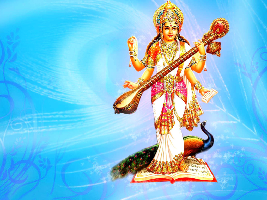 Das Saraswati Hindu Goddess Wallpaper 1024x768