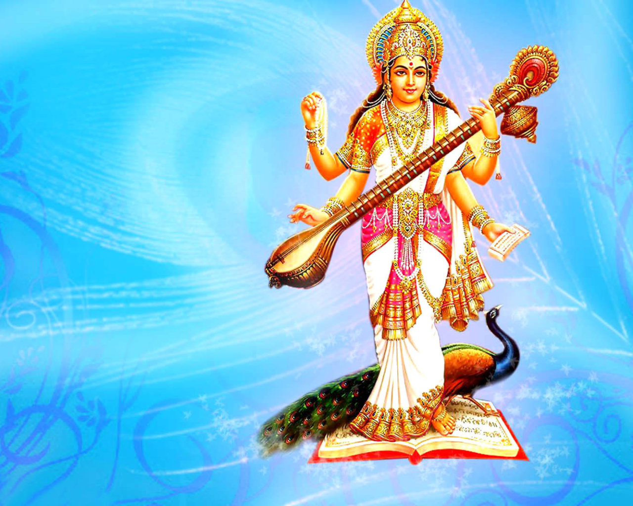 Das Saraswati Hindu Goddess Wallpaper 1280x1024