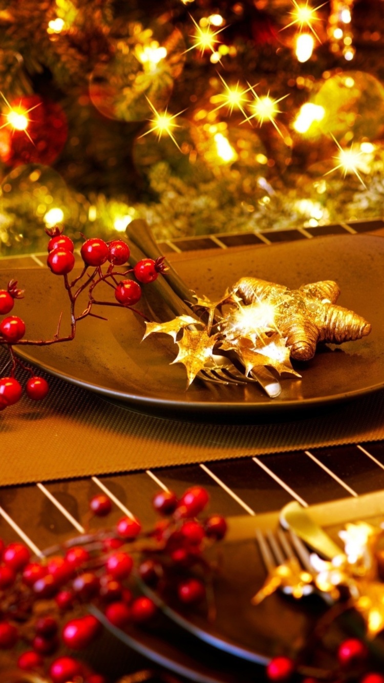 Das Christmas Table Decorations Wallpaper 750x1334