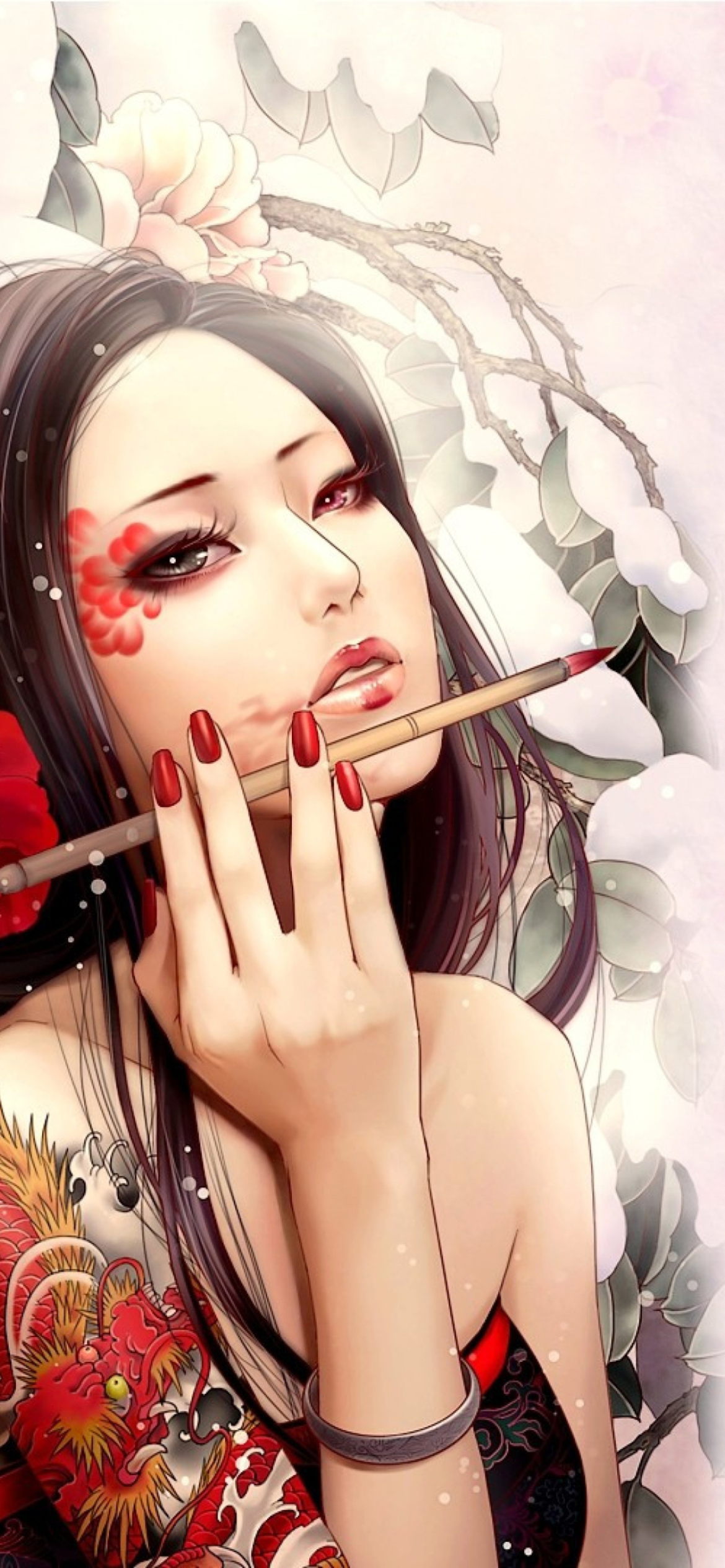 Fondo de pantalla Geisha Painting 1170x2532