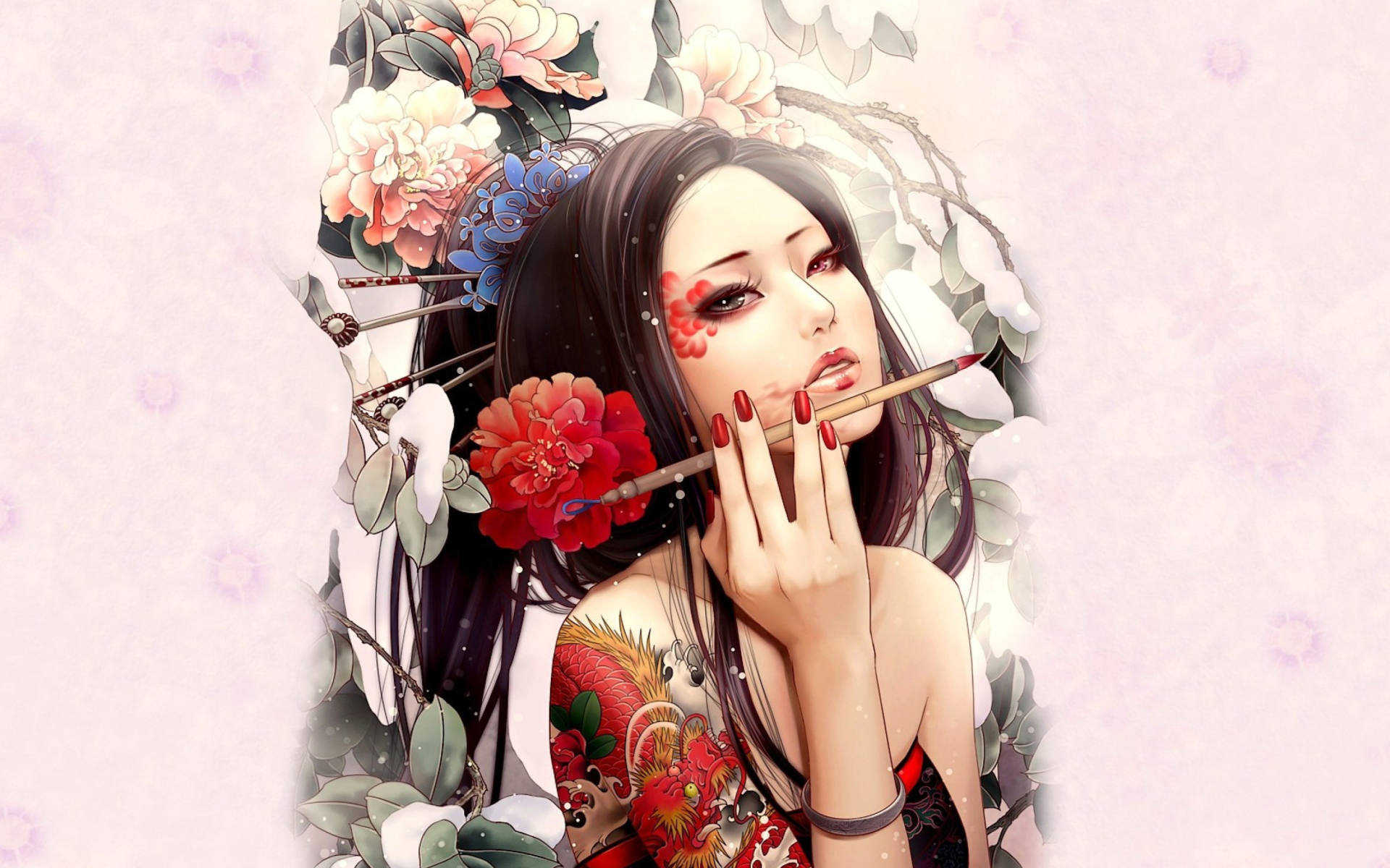 Screenshot №1 pro téma Geisha Painting 1920x1200