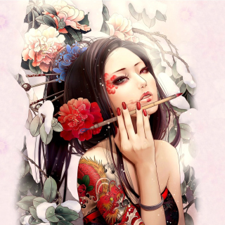 Geisha Painting - Obrázkek zdarma pro 1024x1024