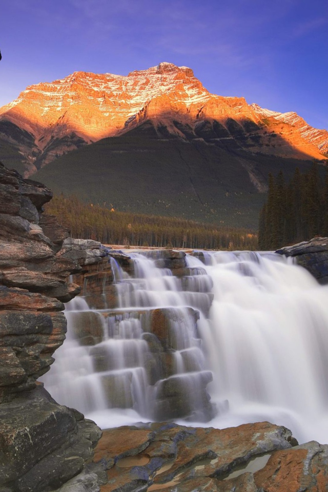 Beautiful Mountain Waterfall wallpaper 640x960