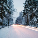 Snowy forest road wallpaper 128x128