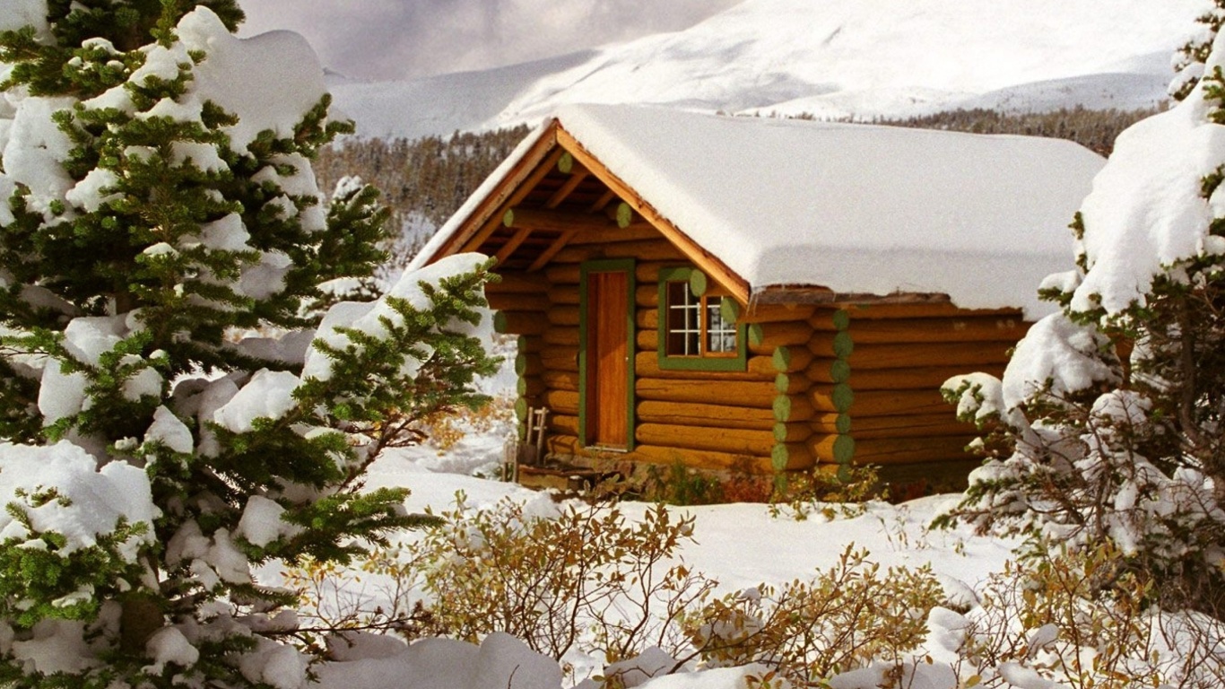Das Cozy winter house Wallpaper 1366x768