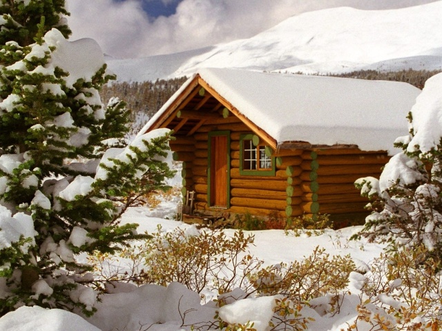Das Cozy winter house Wallpaper 640x480