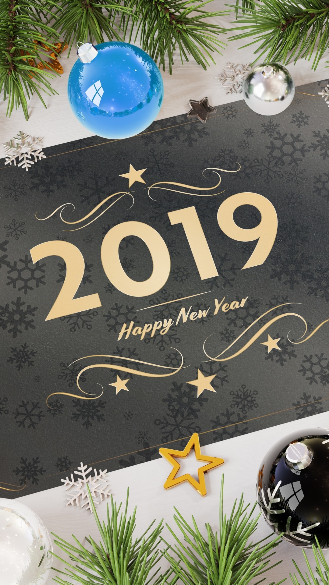 Обои 2019 Happy New Year Message 1080x1920