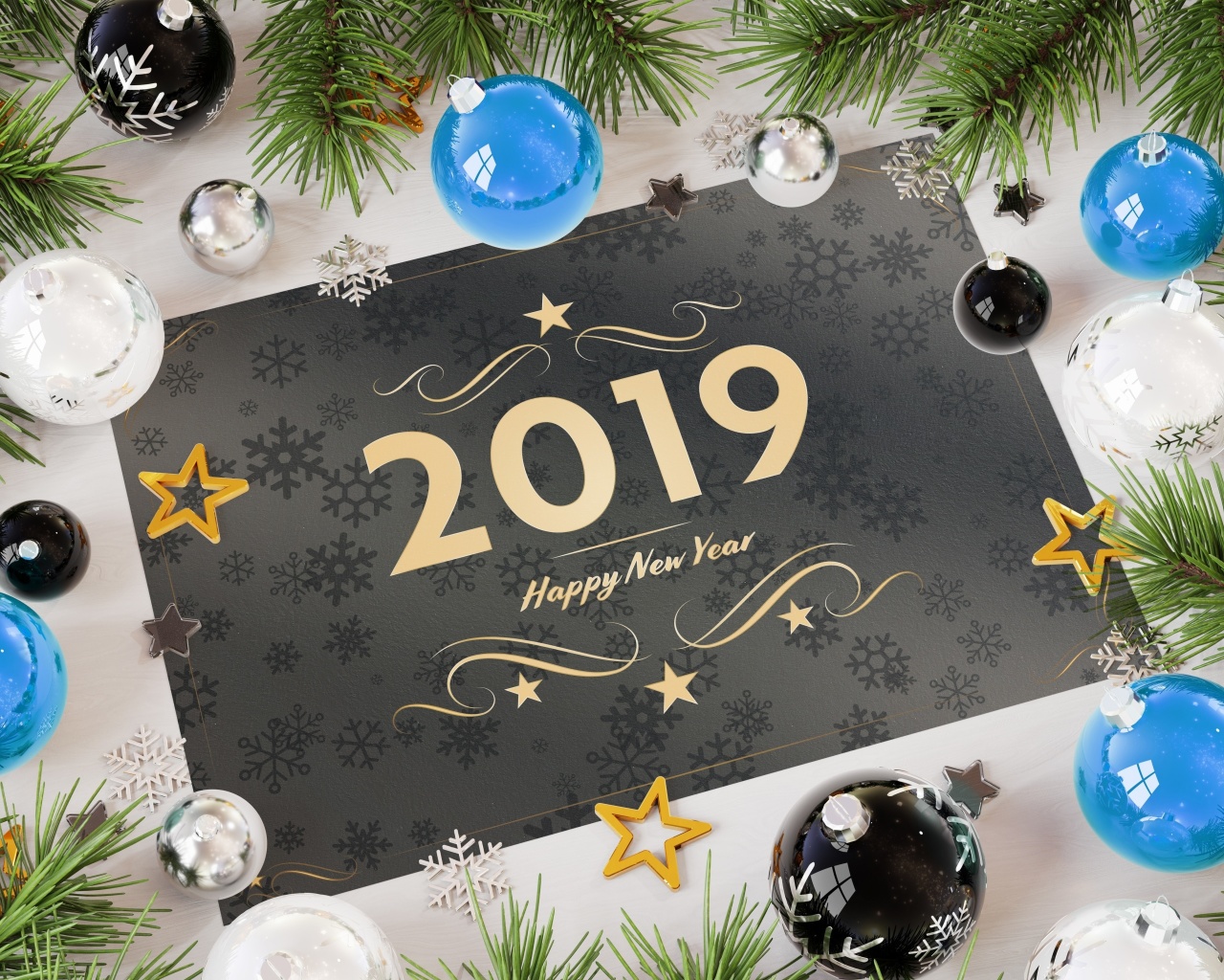 2019 Happy New Year Message wallpaper 1280x1024