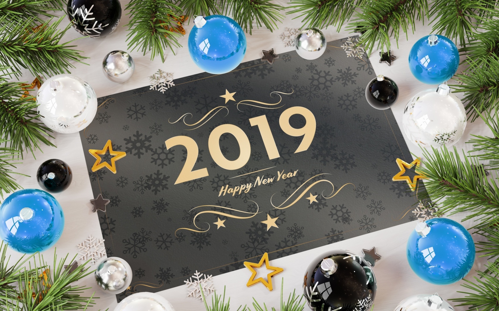 2019 Happy New Year Message wallpaper 1680x1050