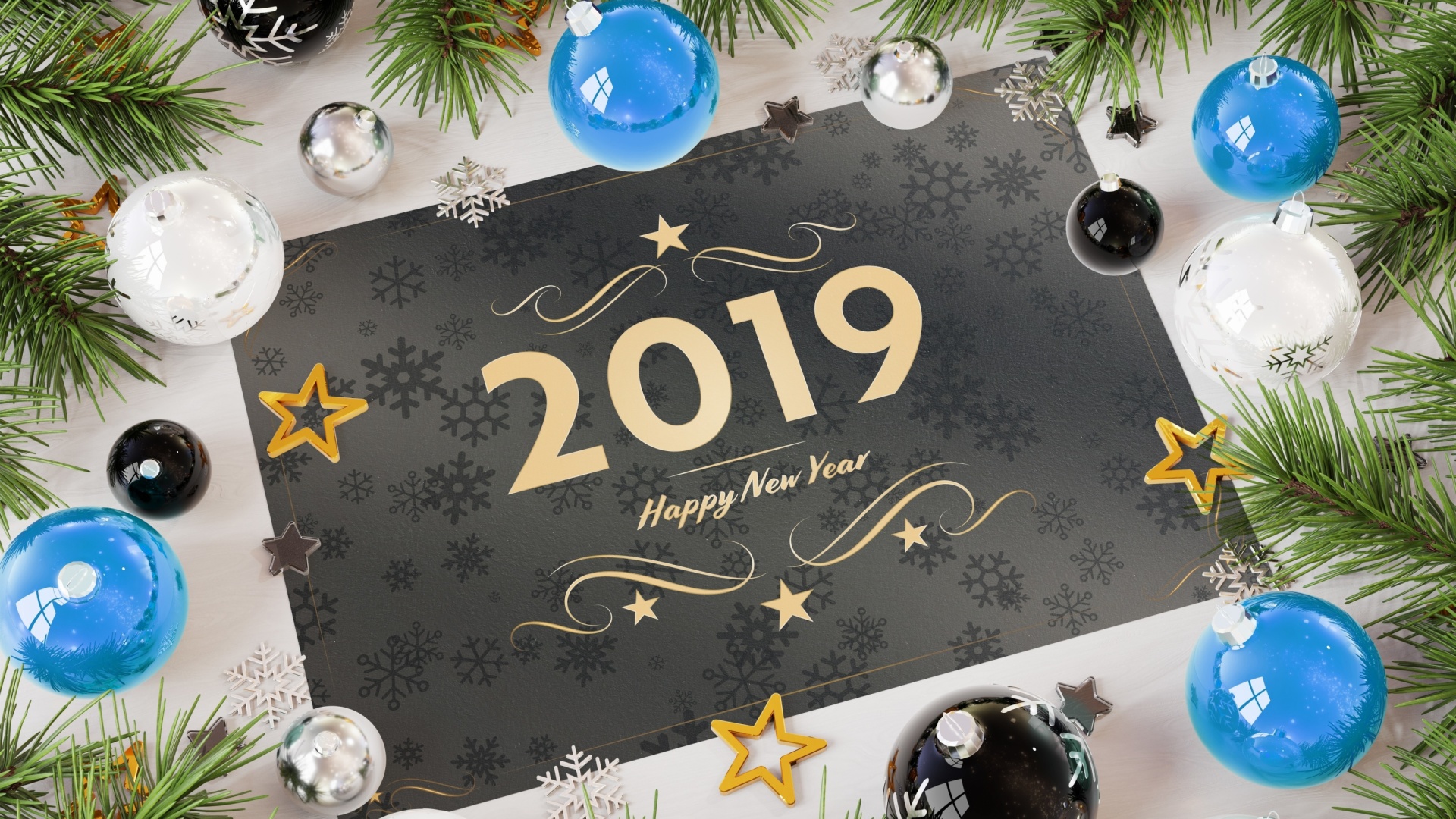 2019 Happy New Year Message wallpaper 1920x1080