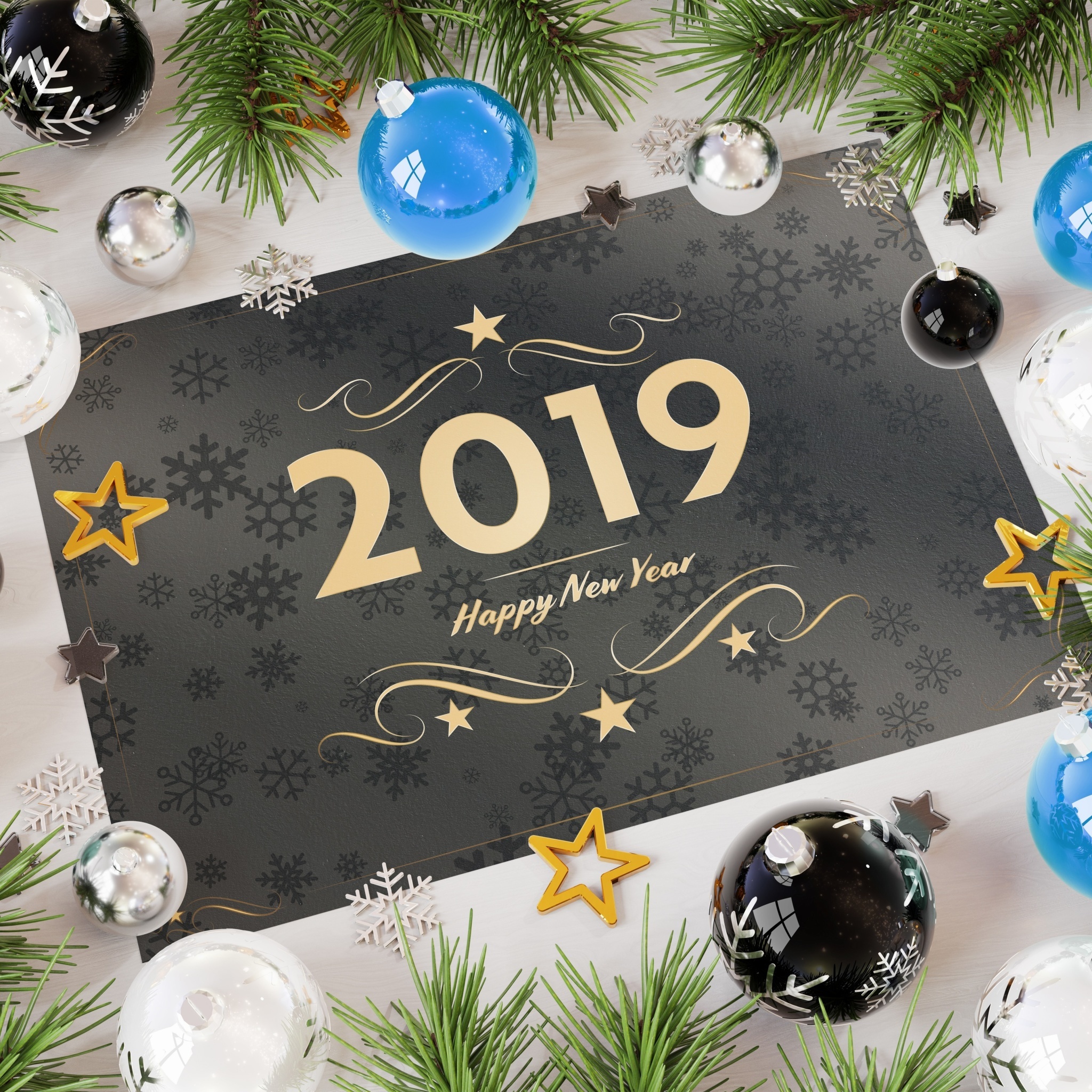 Sfondi 2019 Happy New Year Message 2048x2048