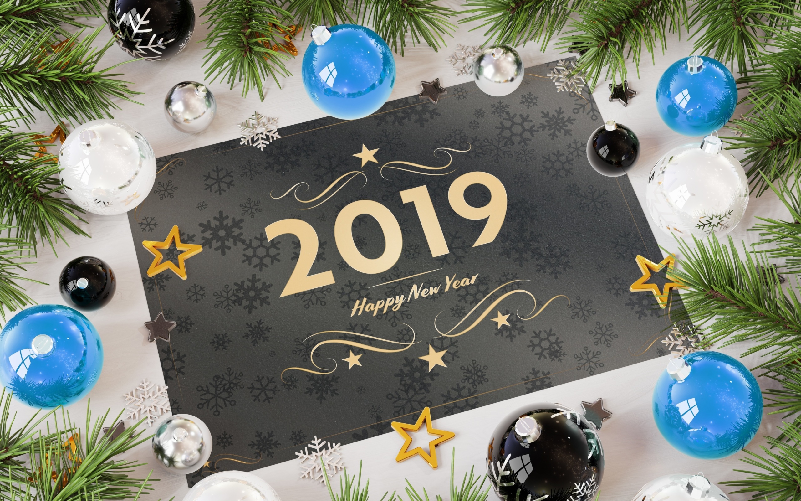 2019 Happy New Year Message wallpaper 2560x1600