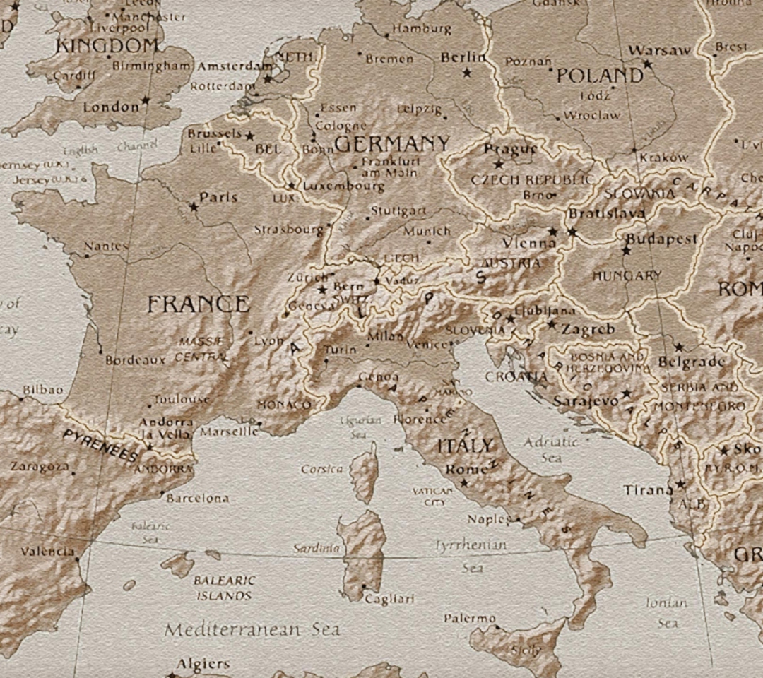 Sfondi Map Of Europe 1080x960