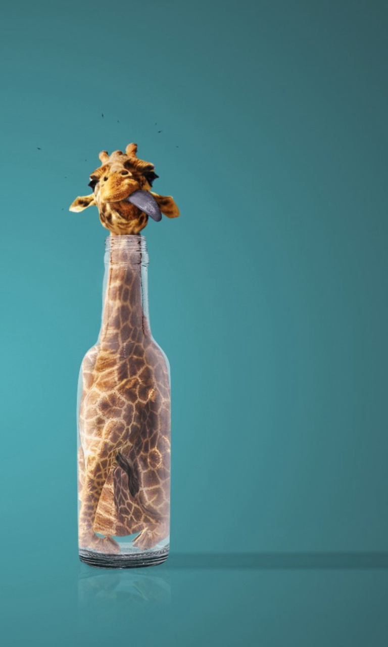Fondo de pantalla Giraffe In Bottle 768x1280