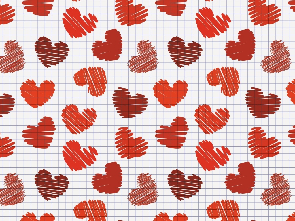 Das Drawn Hearts Texture Wallpaper 1024x768